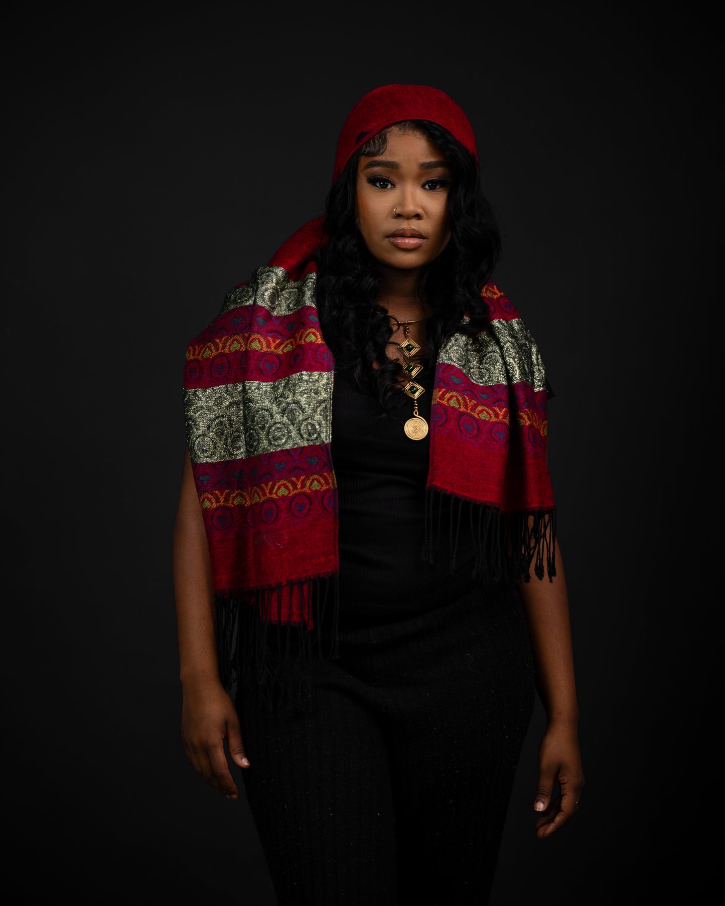 Holiday Red & Gold Scarf